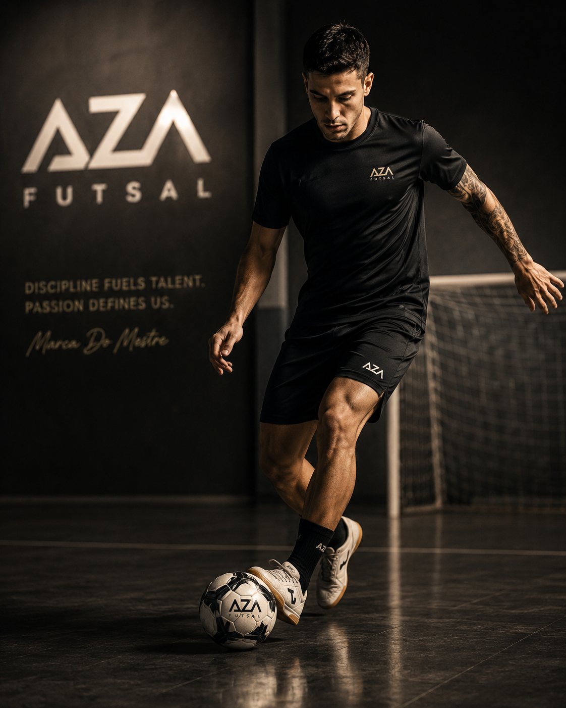 AZA athlete training on an indoor futsal court